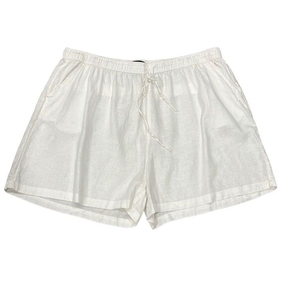 Tahari Pants - TAHARI white linen pull on shorts size women’s 3X